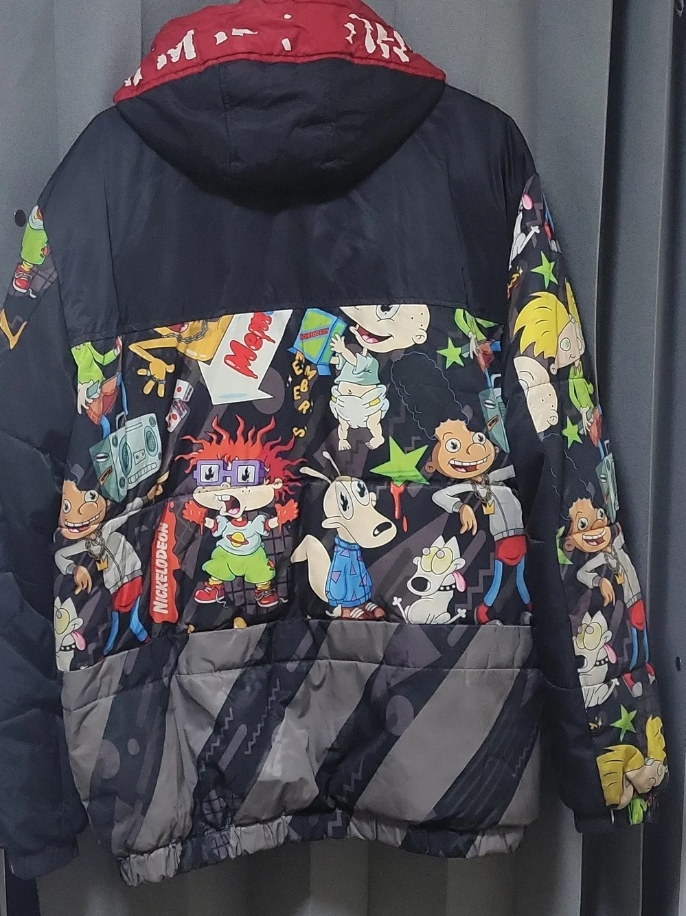 Members Only Kids Black & Red Cartoon-Print Puffer Jacket